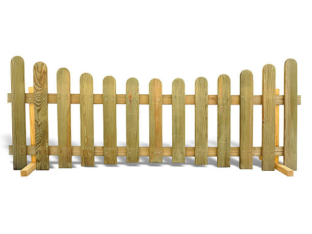 istock Wooden fence isolated over the white 520704924