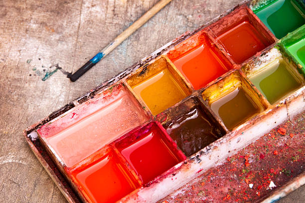 istock Watercolor paintbox and pencil 520706062
