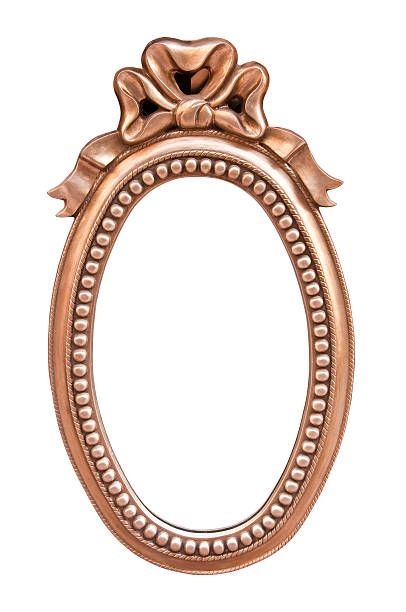 istock Oval antique golden frame isolated on white background 520706400