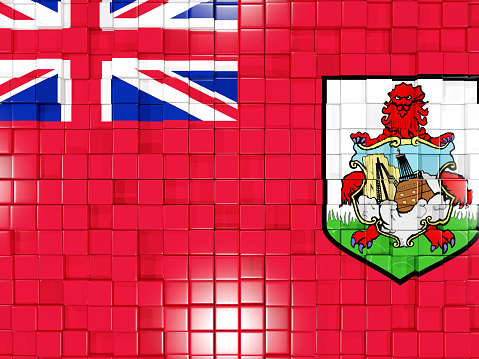 Mosaic background with square parts. Flag of bermuda. 3D illustration