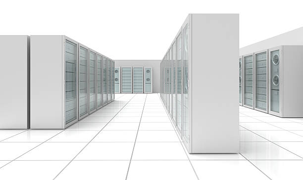 datacenter 3d (na białym tle) - renderfarm stock illustrations