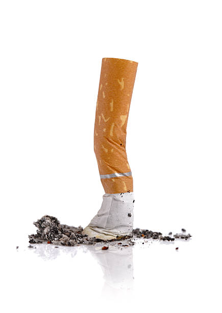 Cigarette butt Extinguished cigarette butt isolated on white background extinguishing photos stock pictures, royalty-free photos & images