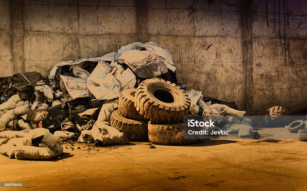 Rubber recycling Pile of old used tires and rubber garbage for recycling Backgrounds Stock Photo