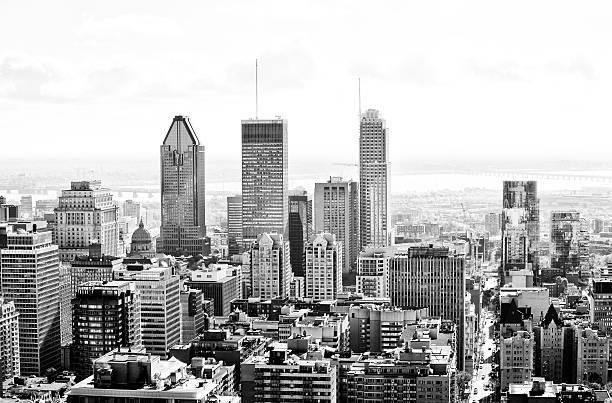 Montreal Skyline from above. Black and White.