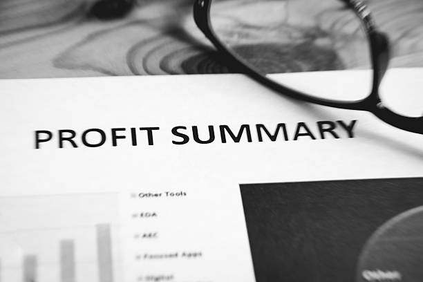 istock Black & white Financial accounting of profit summary graphs analysis 520711342