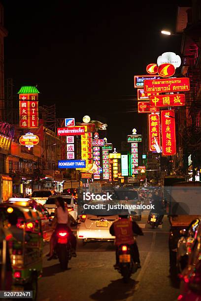 Yaowarat Road At Night Stock Photo - Download Image Now - Chinatown, Bangkok, Thailand