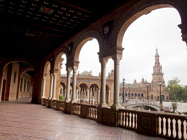 Plaza de Espana Sevilla view from open gallery stock photo