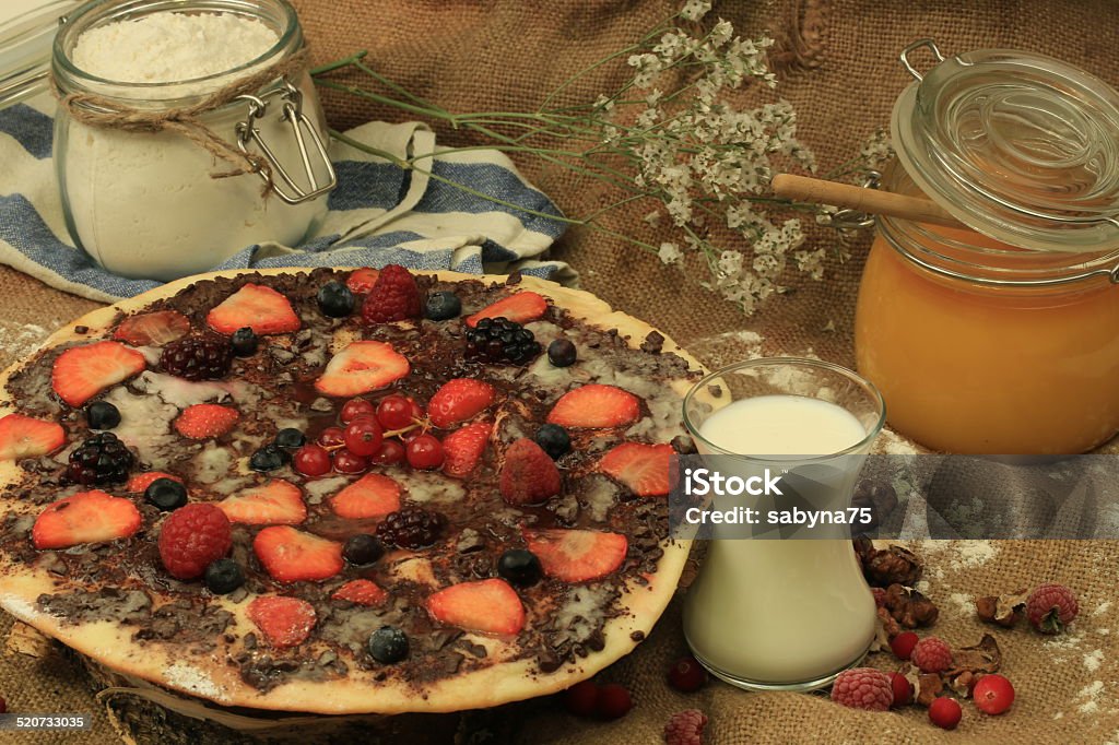 sweet pizza sweet pizza dessert berry milk honey delicious food Backgrounds Stock Photo