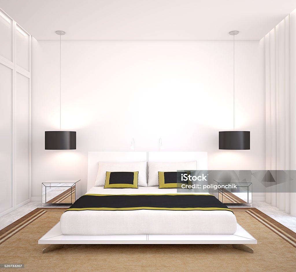 Modern bedroom. Modern bedroom interior. 3d render. Apartment Stock Photo