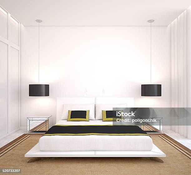 Modern Bedroom Stock Photo - Download Image Now - Apartment, Bed - Furniture, Bedroom