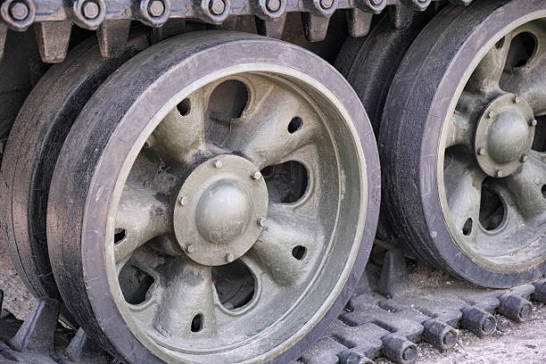 istock Military tank track closeup. 520733390