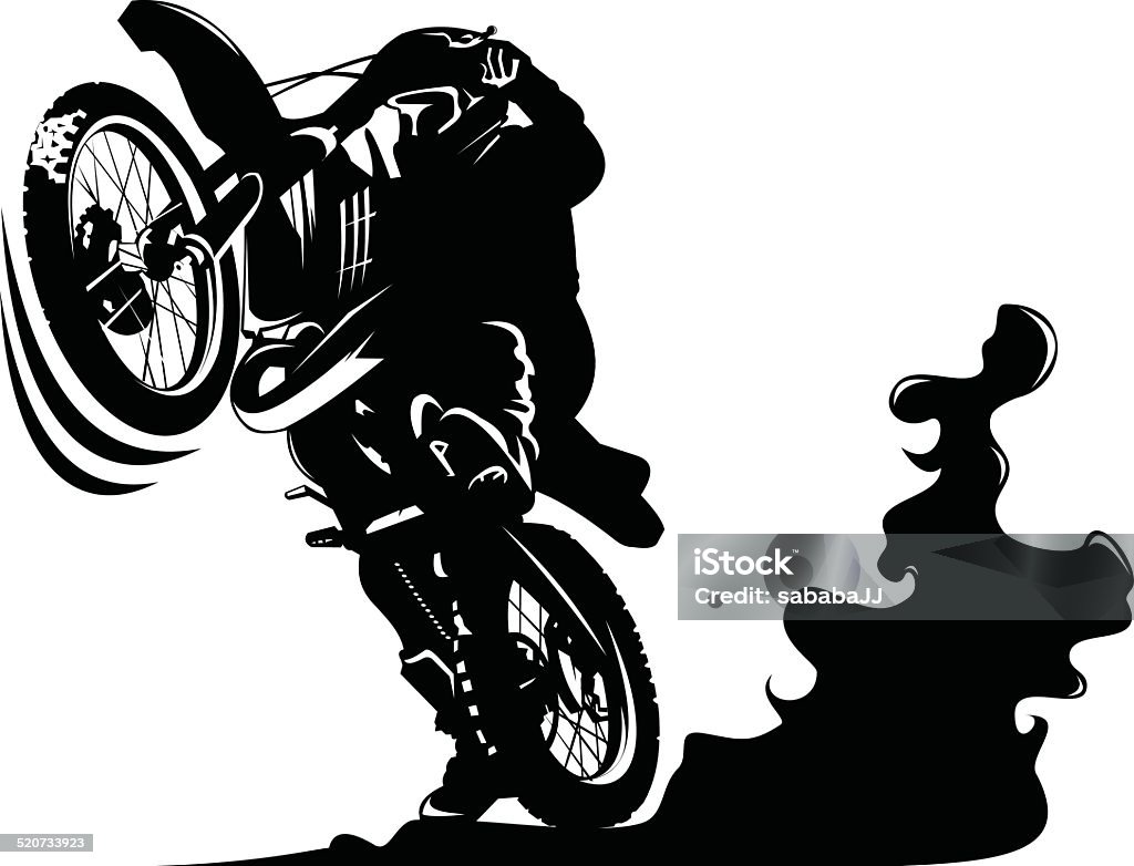 motoaction Vector - A silhouette of a motorcycle racer commits high jump Motocross stock vector