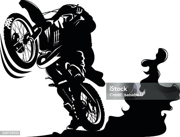 Motoaction Stock Illustration - Download Image Now - Motocross, Drawing - Art Product, Activity