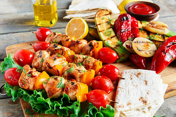 istock chicken kebab skewer with grilled vegetables barbecue 520735826