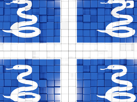 Mosaic background with square parts. Flag of martinique. 3D illustration