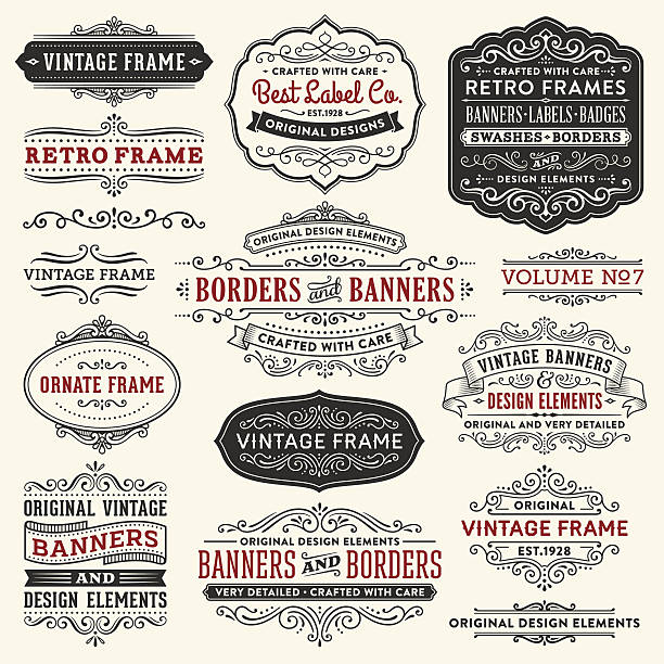 Vintage Frames,Banners and Badges Set of ornate badges,frames,banners and design elements..More works like this linked below. 1920 stock illustrations