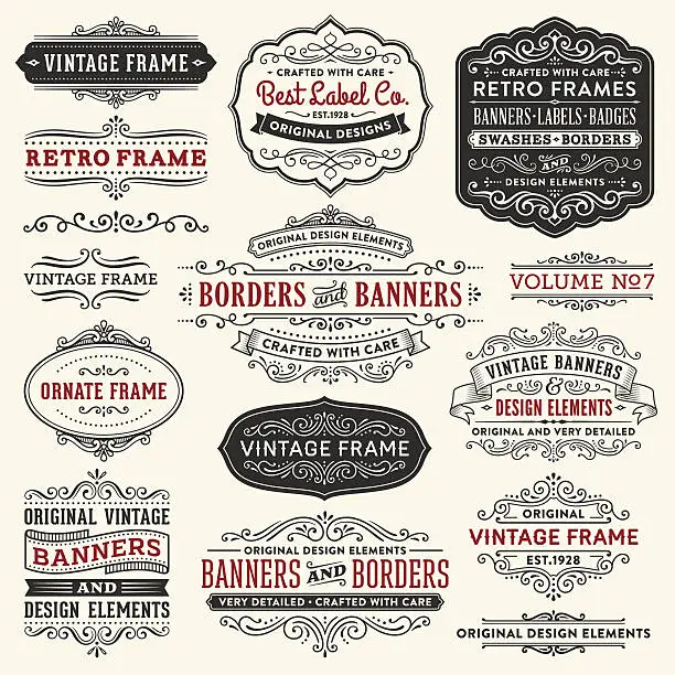 Vector illustration of Vintage Frames,Banners and Badges