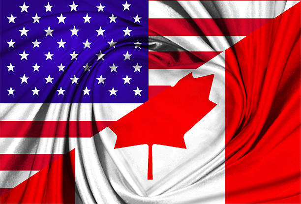 flagge der usa und kanada - canada american flag canadian culture usa stock-fotos und bilder
