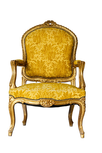 Luxury Golden Vintage Chair On White Background