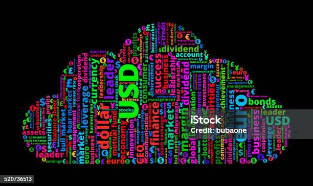 Cloud On Business And Finance Word Cloud Stock Illustration - Download Image Now - Banking, Black Background, British Currency