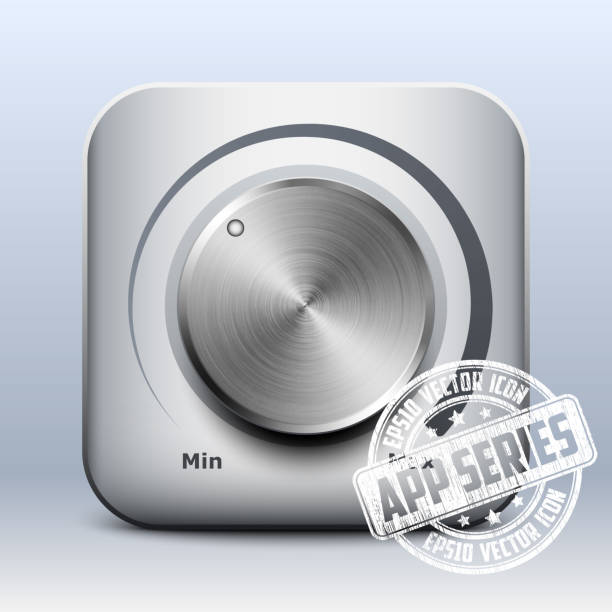 band drehknopf symbol app serie - interface icons volume volume knob stainless steel stock-grafiken, -clipart, -cartoons und -symbole