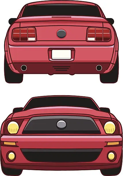 Vector illustration of SPORT CAR FRONT AND BACK VIEW
