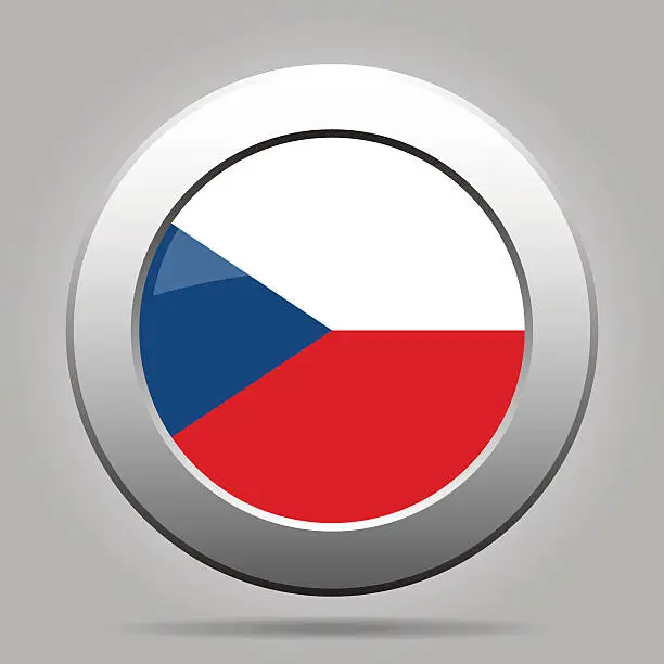 Vector illustration of metal button with flag - Czech Republic