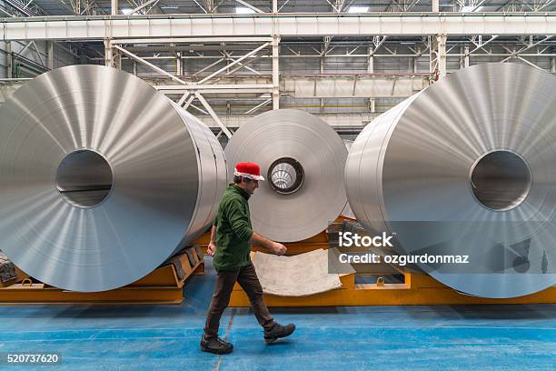 Worker Walking In The Factory Stock Photo - Download Image Now - Aluminum Mill, Aluminum, Occupation