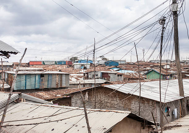 view of Kibera, largest slum in Africa stock photo