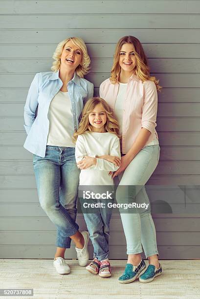 Granny Mom And Daughter Stock Photo - Download Image Now - Adult, Blond Hair, Child