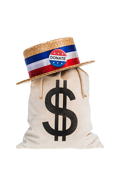 istock Canvas Money Bag with Skimmer hat on white background 520738038