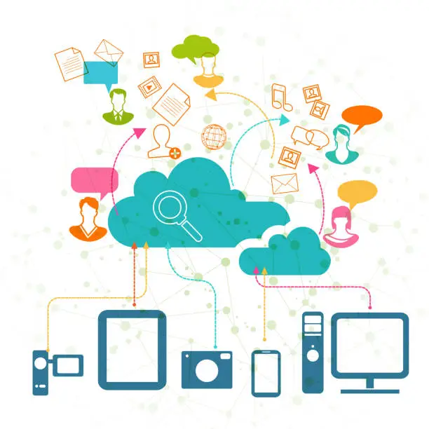 Vector illustration of Colorful Cloud COmputing Design