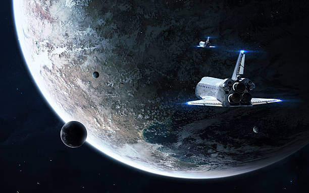 istock Abstract scientific background - glowing planet in space, nebula and 520738572