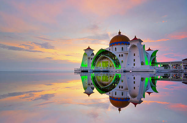 istock mirror reflection of majestic floating mosque at malacca straits 520738700