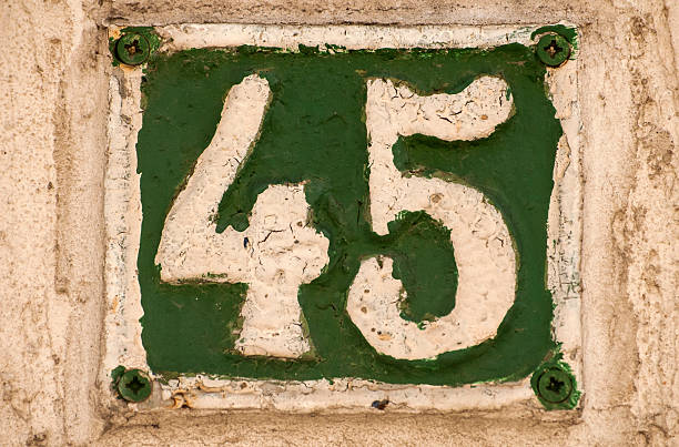istock Old retro cast iron plate number 45 520738994