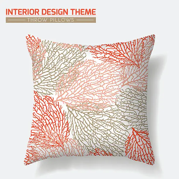 Vector illustration of Colral Throw Pillow design template