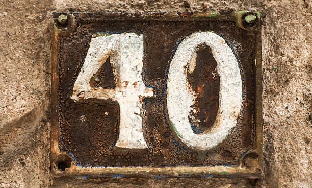 istock Old retro cast iron plate number 40 520739642