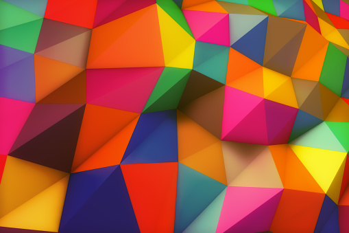 Vibrant color triangular shapes background. Colorful abstract shapes backdrop.