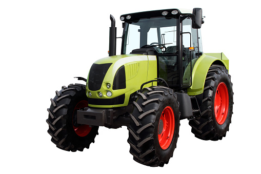 Modern heavy tractor isolated on a white background.