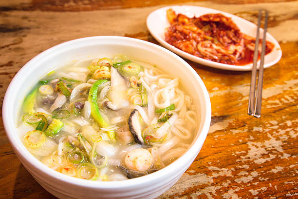 istock Mushroom broth ramen Korean dish with kimchee 520744408