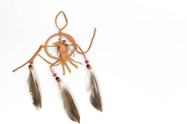 istock Handmade dream catcher, brown leather and feather 520746006