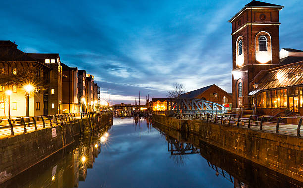 Swansea Marina& Old Pumphouse. Swansea Marina is a marina located behind the Swansea barrage at the mouth of the River Tawe in Swansea, South Wales.  swansea stock pictures, royalty-free photos & images