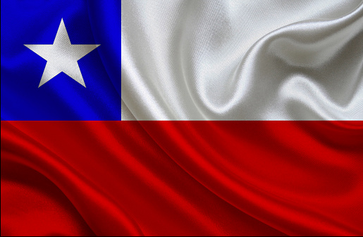 Chilean flag, three dimensional render, satin texture