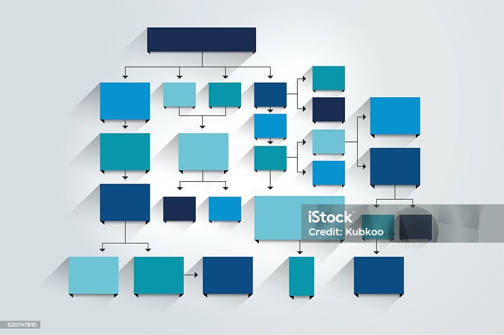 Fowchart. Blue Colored shadows scheme. Flow Chart stock vector