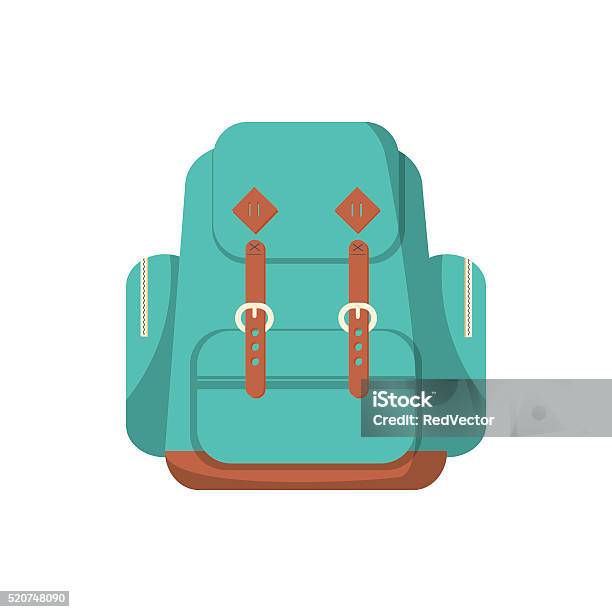 School Backpack In A Flat Style Stock Illustration - Download Image Now - Child, Satchel - Bag, Backpack