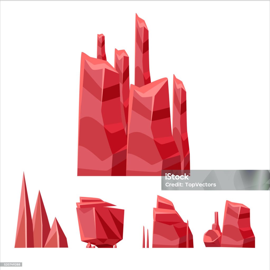 Animated Red Rocks Red Rock Elements Set Stock Illustration - Download Image Now - Cut Out ...