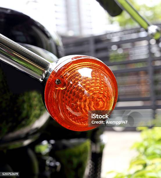 Detail With Turn Signal Of A Motorcycle Stock Photo - Download Image Now - Amber, Bicycle, Black Color