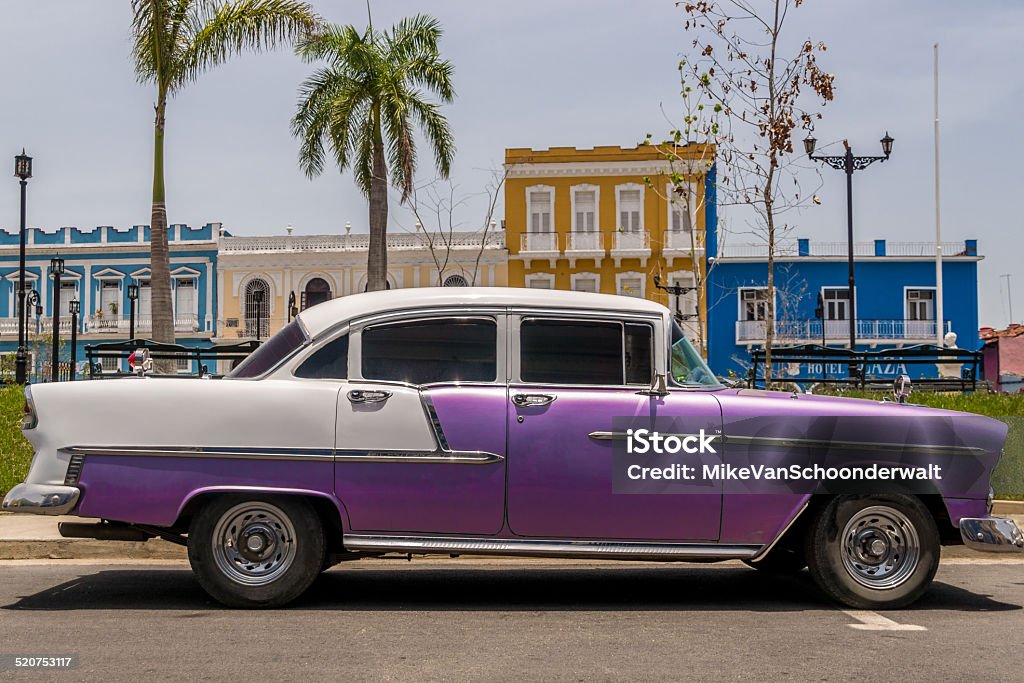 Classic american car in Havana, Cuba Purple Stock Photo