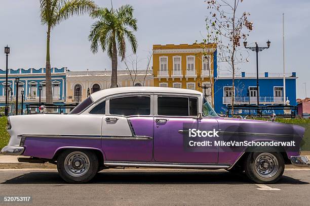 Classic American Car In Havana Cuba Stock Photo - Download Image Now - Purple, Car, Capital Cities