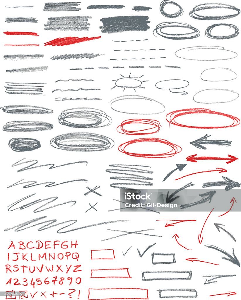 Set of hand drawn correction elements. Pencil technique. Pencil stock vector